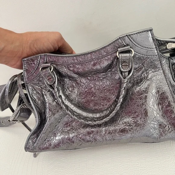 Balenciaga Neo Cagole City Bag Leather with Crystals XS - Metallic Silver - Picture 11 of 16